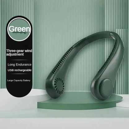 Ventilatore portatile da appendere al collo raffreddato ad aria per mini casa estiva, per sport all'aria aperta, corsa, viaggi senza lame, cinturino da collo USB indossabile