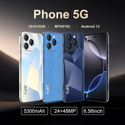 I16 Pro Smartphone 5G Android 5300mAH 12GB RAM 512G ROM 6.56Inch 1080x2640HD 24 + 48MP MTK10 Telefono cellulare di rete 4G