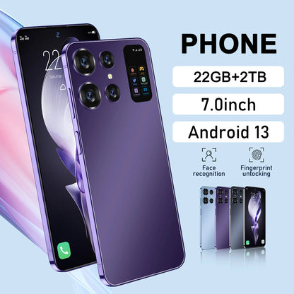 Nuovo smartphone 2025 da 22 GB, 2 TB, schermo da 7,0 pollici, 7000 Mah, Android13 cellulare Dual Sim Face sbloccato, telefono cellulare 5G