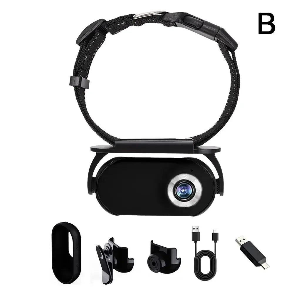 Telecamera per collare per animali domestici, per esterni, senza Wi-Fi, per collare per gatti, action camera, con 170 obiettivi, video tracker, telecamera di registrazione, per cani, mini ang A1J7