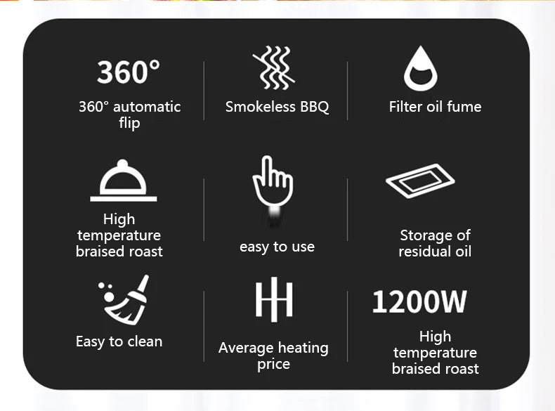 Barbecue Grill domestico automatico rotante spiedini macchina senza fumo Rotary grill elettrico 220V/ 1200W barbecue grill