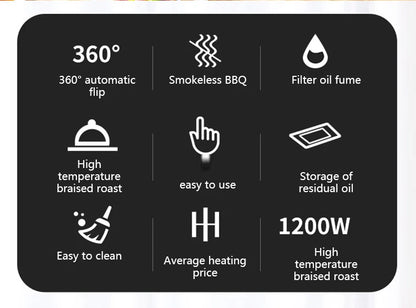 Barbecue Grill domestico automatico rotante spiedini macchina senza fumo Rotary grill elettrico 220V/ 1200W barbecue grill