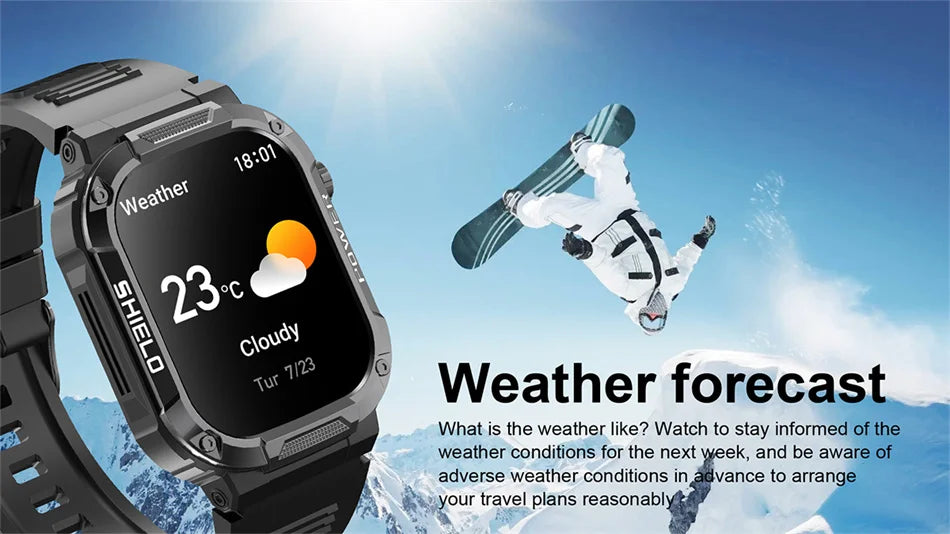 2025 Nuovo per Xiaomi Military Smart Watch Uomini impermeabili all'aperto Sport Fitness Tracker Monitor di salute 2.10" BT Call Smartwatch