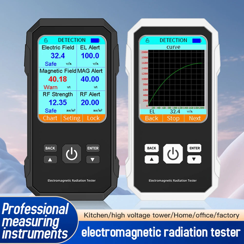 Campo elettrico Campo magnetico Tester di radiazione RF Misuratore digitale EMF Schermo a colori retroilluminato per ispezioni EMF casa e ufficio