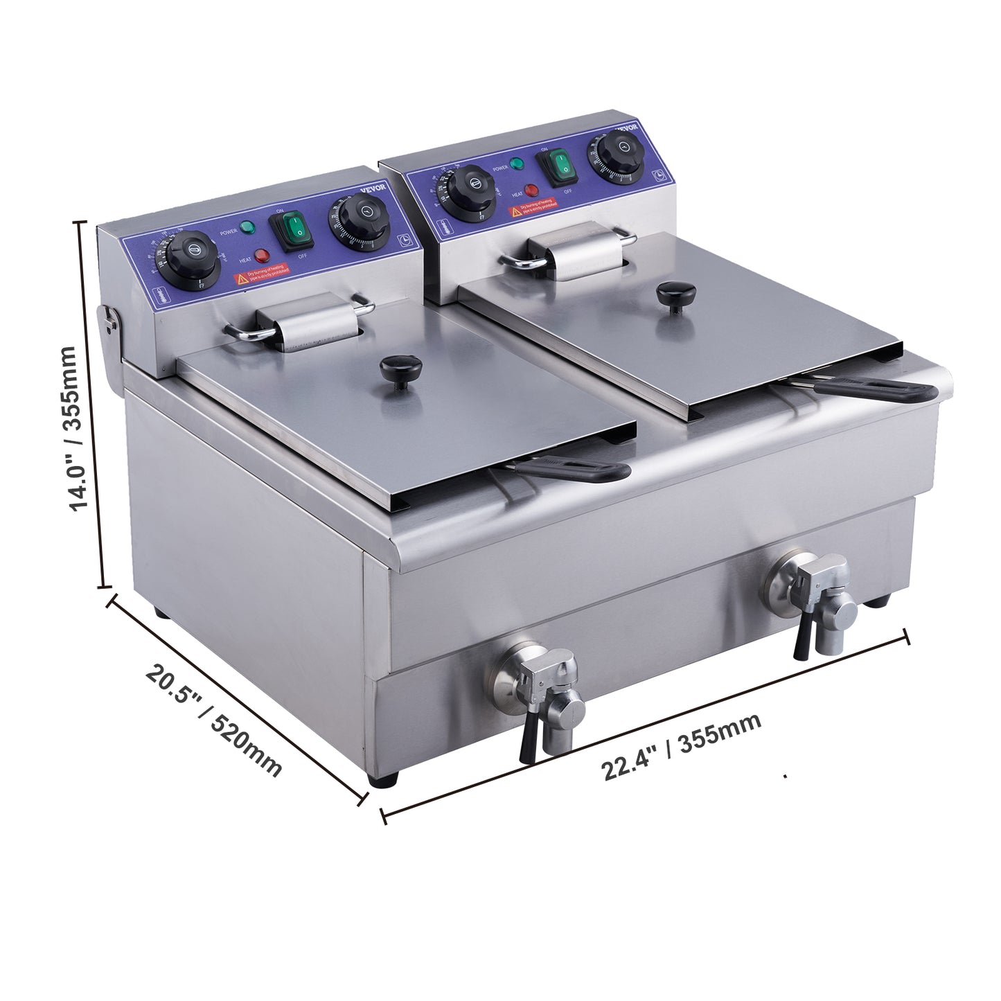 VEVOR  Commercial Electric Deep Fryer w/Dual Tanks 12L 3000W  Stainless Steel Countertop Fryer for Fried Chicken French Fries