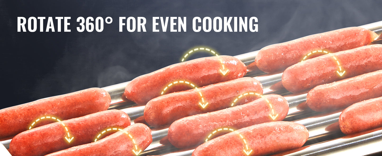 VEVOR Hot Dog Roller 5Rollers 12 Hot Dogs Capacity 750W Stainless Sausage Grill Cooker Machine with Dual Temp Control Glass Hood