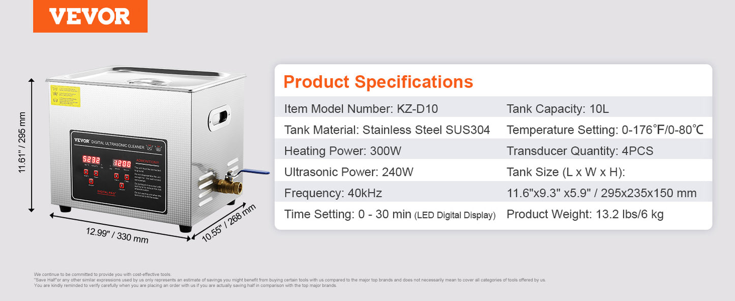 SucceBuy 2L 3L 6L 10L 22L 30L Ultrasonic Cleaner Stainless Steel Portable Cleaning Washing Machine Ultrasound Home Appliance