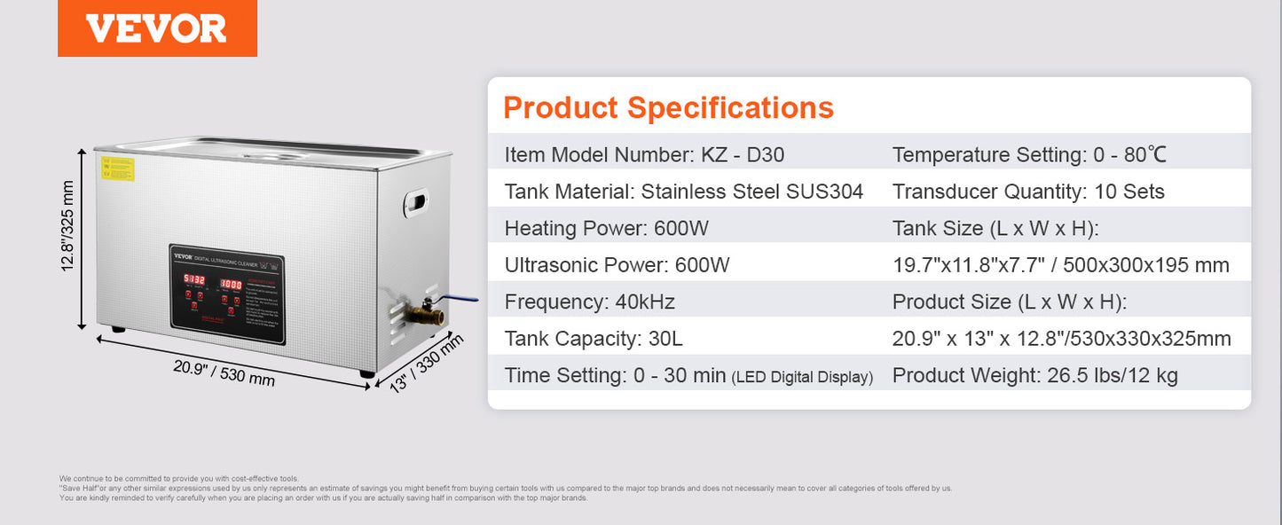 SucceBuy 2L 3L 6L 10L 22L 30L Ultrasonic Cleaner Stainless Steel Portable Cleaning Washing Machine Ultrasound Home Appliance
